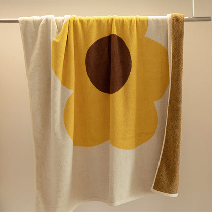 Serviette en coton respirant avec motif floral et design en blocs de couleurs