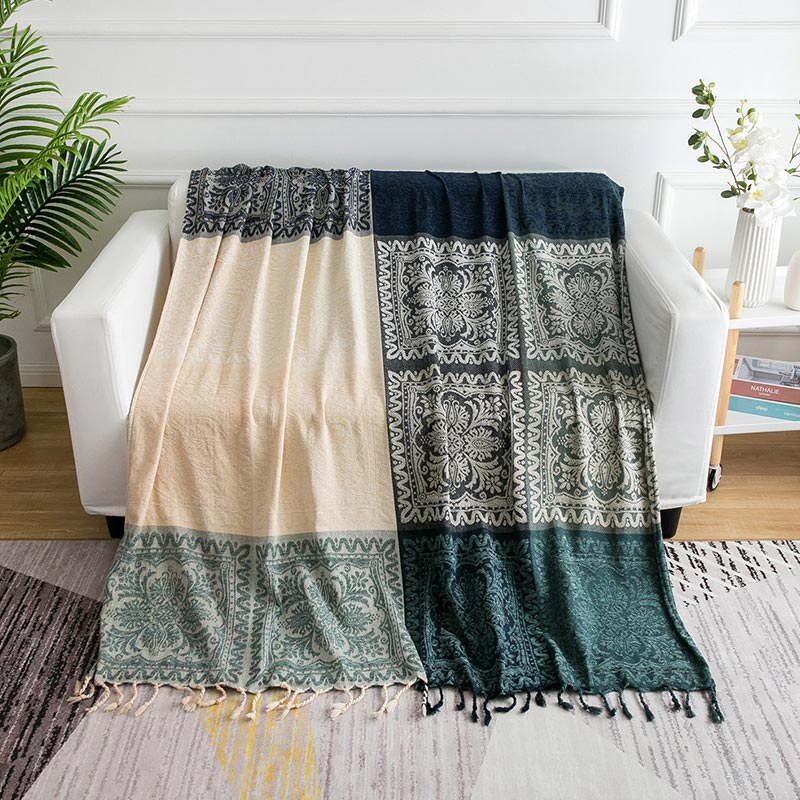 Ownkoti – Châle bohème tricoté avec pompon fleuri