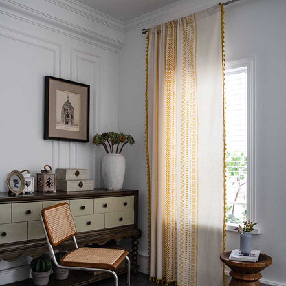 Rideaux semi-occultants Ownkoti en coton de style bohème avec un motif géométrique