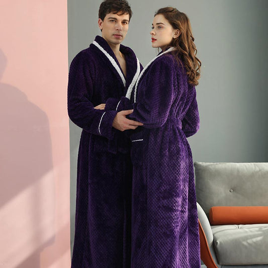 Pyjama en polaire épaisse, peignoir confortable