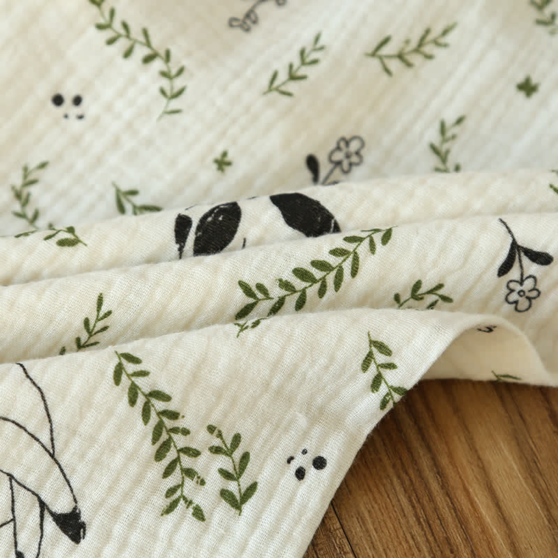 Ensemble pyjama en coton mignon avec chat et feuille