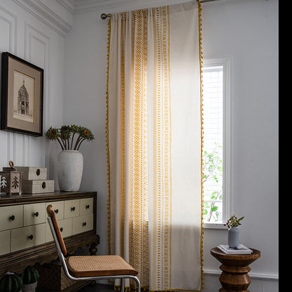 Rideaux semi-occultants Ownkoti en coton de style bohème avec un motif géométrique