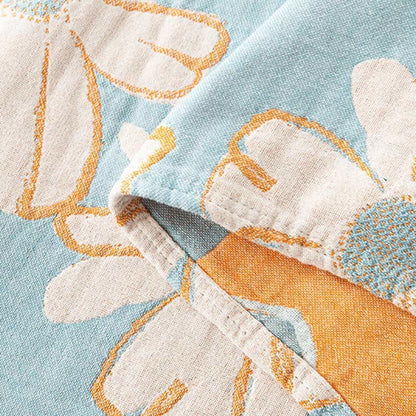 Couverture douce en coton réversible avec imprimé marguerites