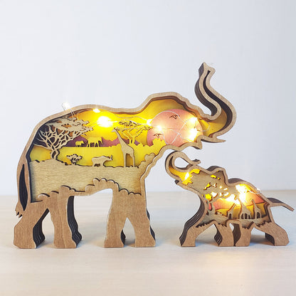 Décoration créative d'animaux de la forêt Ownkoti – Famille d'éléphants