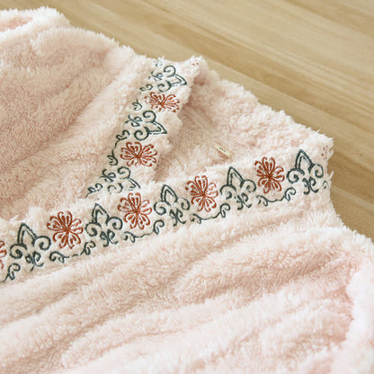 Ensemble pyjama en polaire douce avec broderie rétro