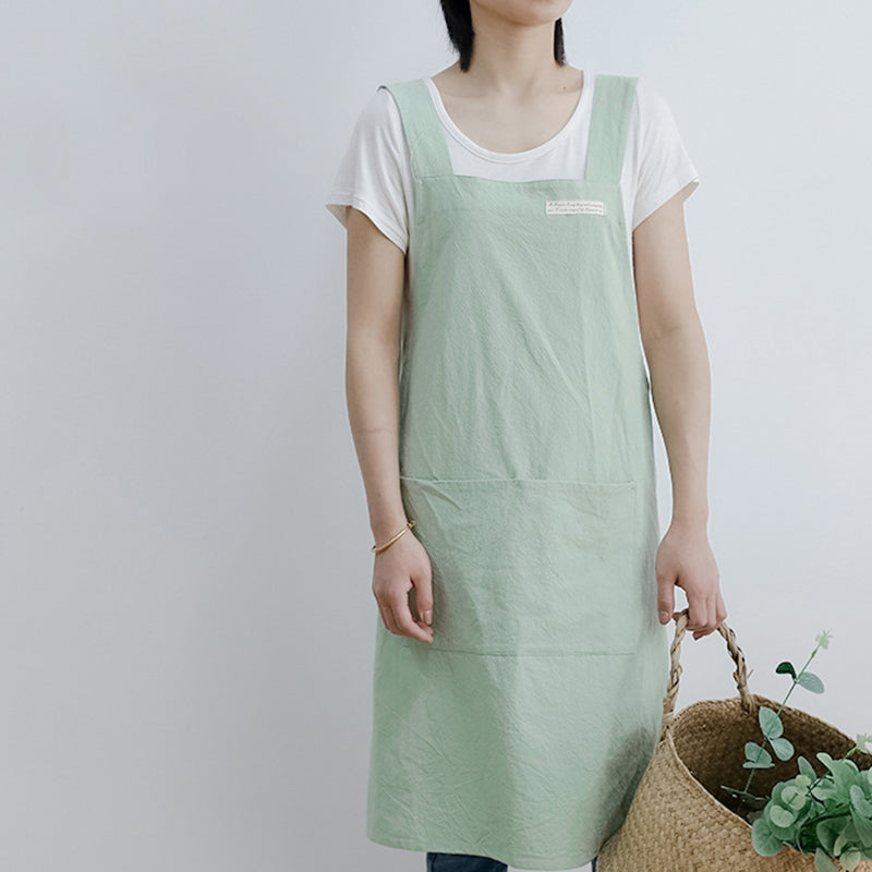 Tablier simple en coton avec dos croisé de couleur pure