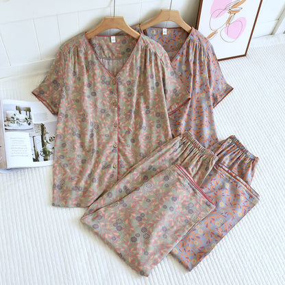 Ensemble de vêtements d'intérieur en coton et soie à fleurs - image 2
