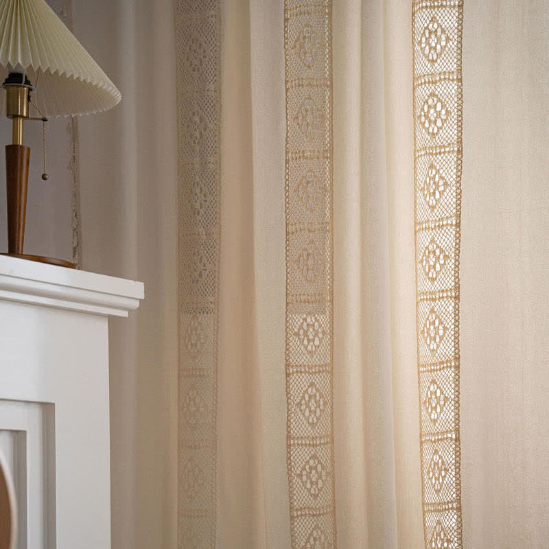 Rideau filtrant la lumière ajouré beige Ownkoti