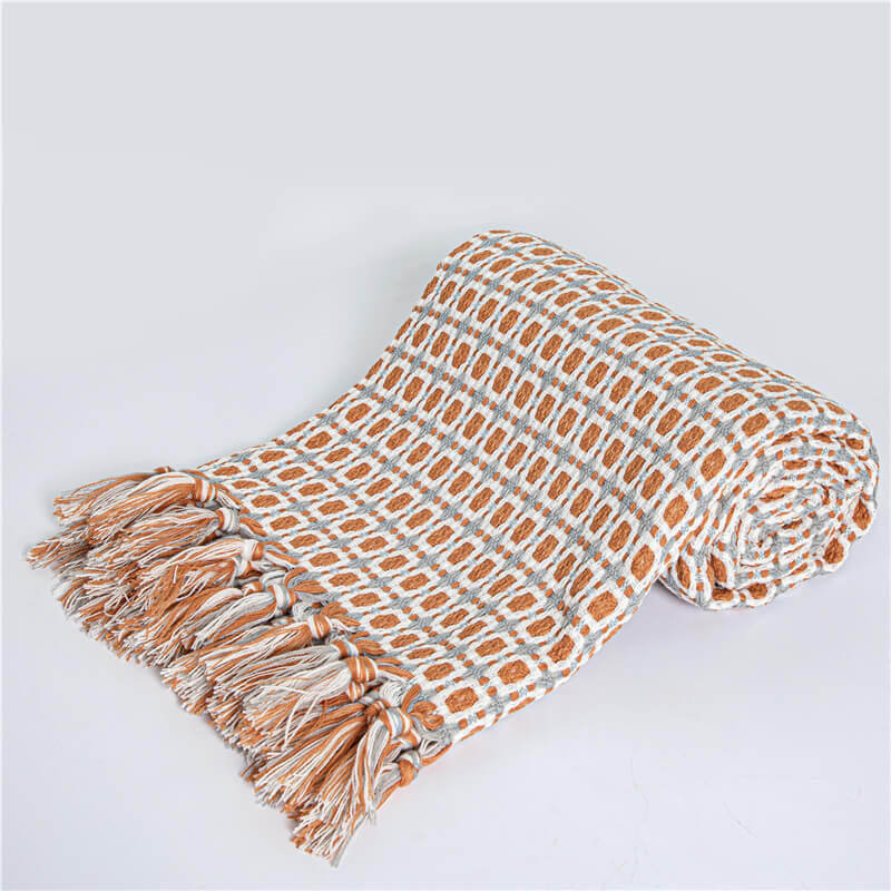 Couverture de canapé tricotée Ownkoti avec pompons