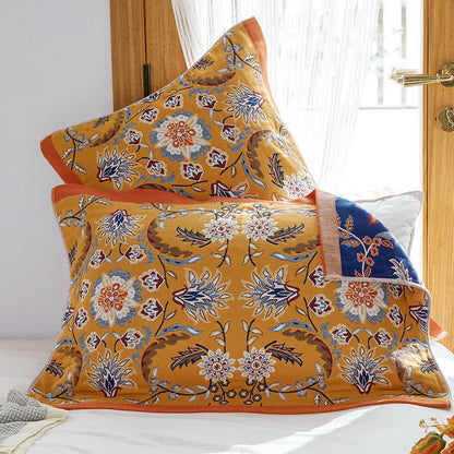 Serviette oreiller en coton respirant avec grappes de fleurs (2 pièces)