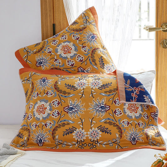 Serviette oreiller en coton respirant avec grappes de fleurs (2 pièces)