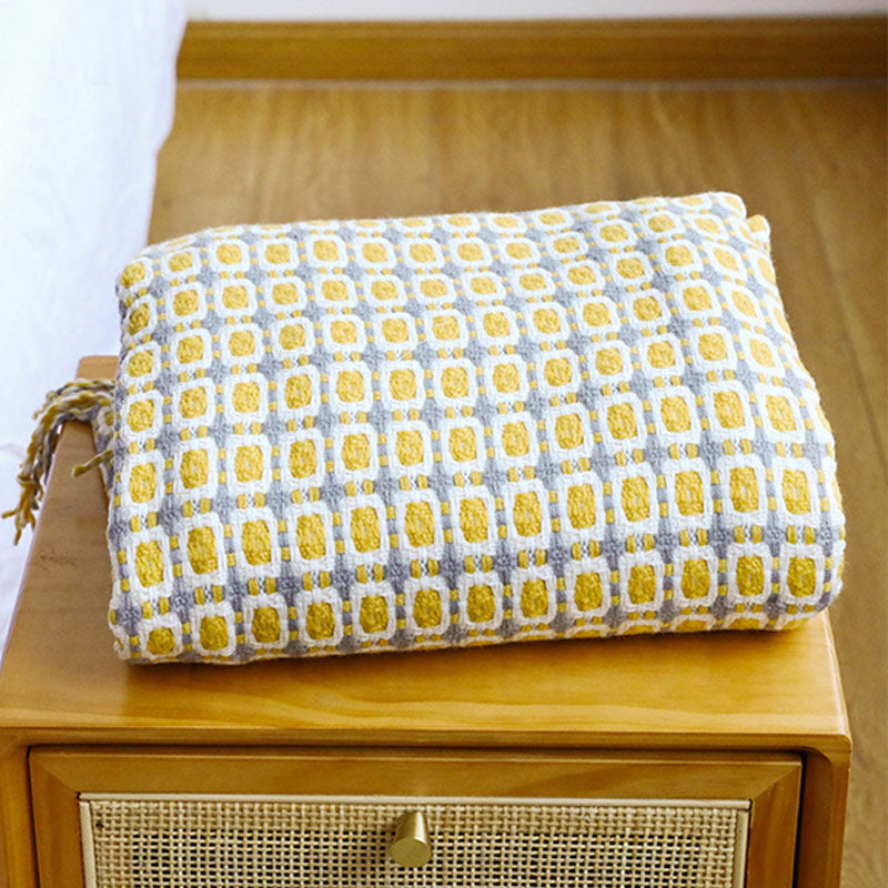 Couverture de canapé tricotée Ownkoti avec pompons