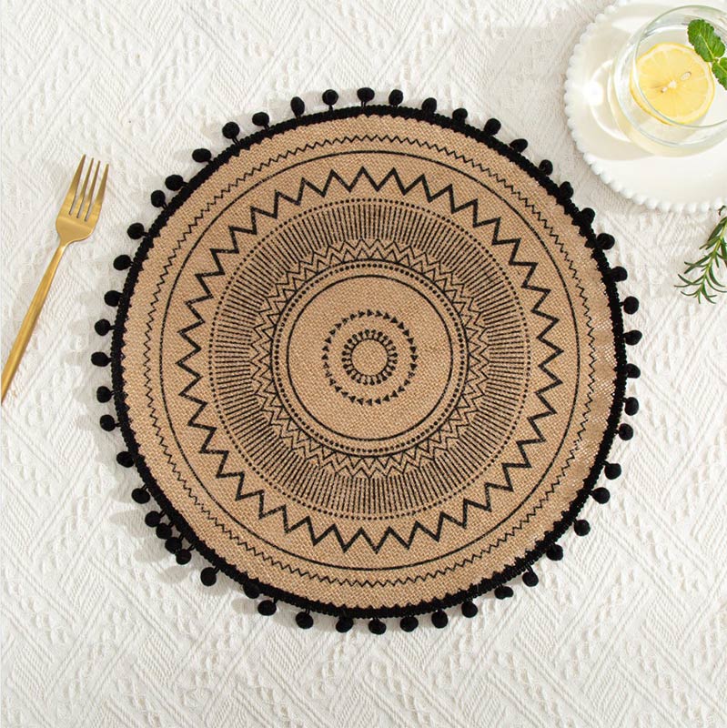 Sets de table en coton et lin tissés Ownkoti, noirs, lot de 3