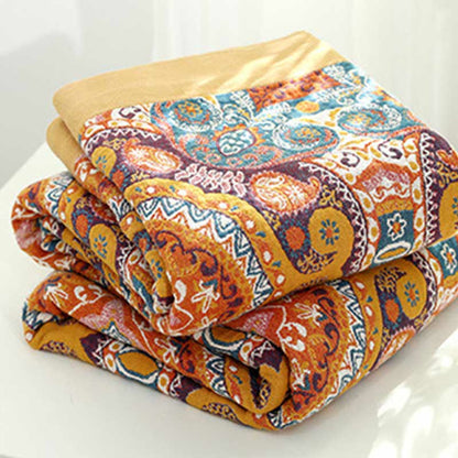 Couverture de canapé en coton bohème orange
