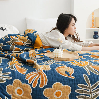 Couette double face en coton à motif floral