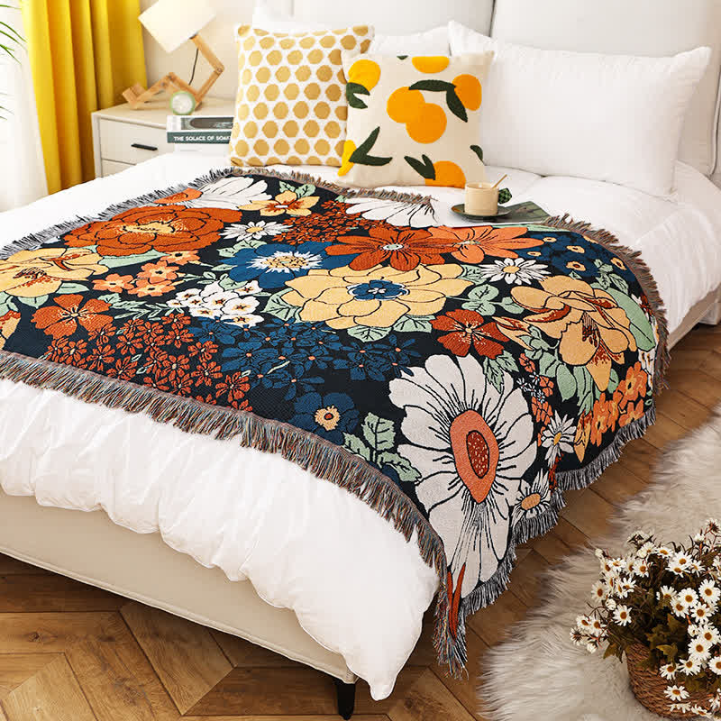 Couverture fonctionnelle à pompons avec fleurs lumineuses