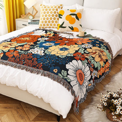 Couverture fonctionnelle à pompons avec fleurs lumineuses