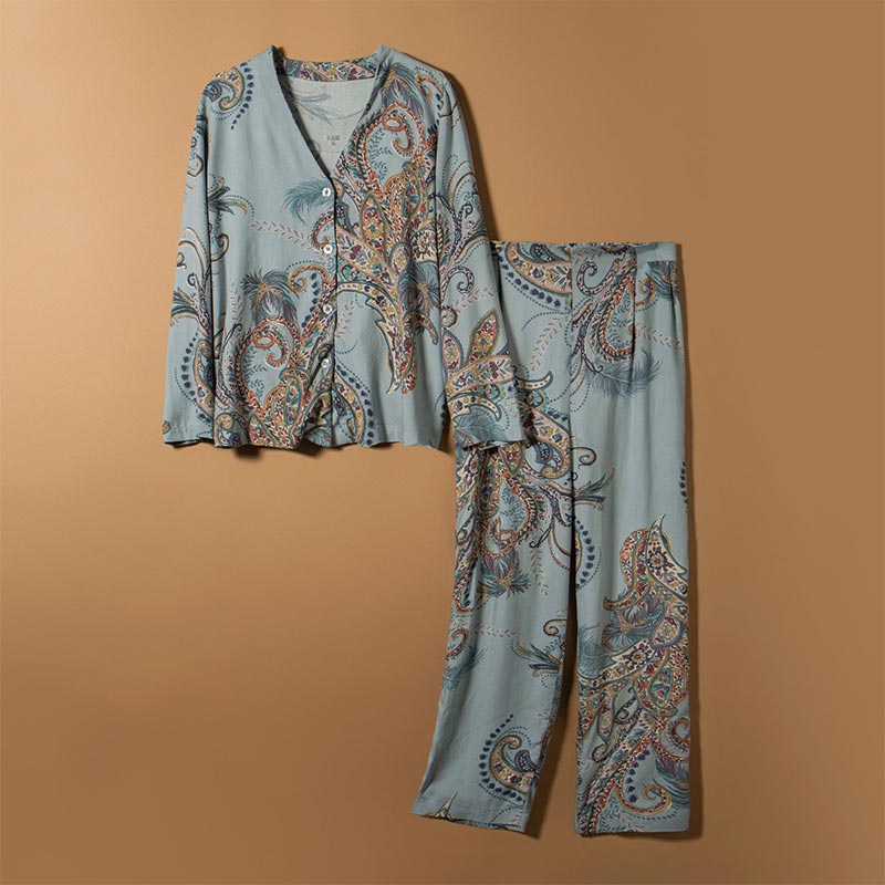 Ensemble de vêtements d'intérieur respirants avec plumes bleues