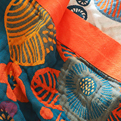 Couette en coton orange Ownkoti à motif floral de dessin animé