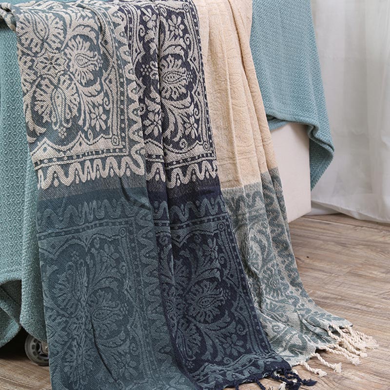 Ownkoti – Châle bohème tricoté avec pompon fleuri
