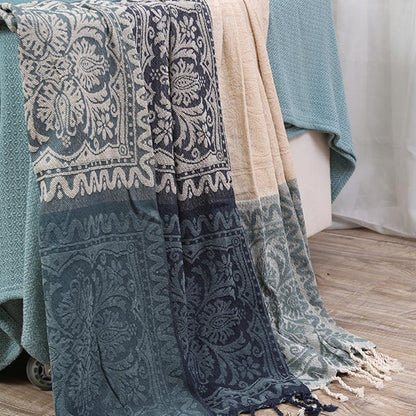 Ownkoti – Châle bohème tricoté avec pompon fleuri