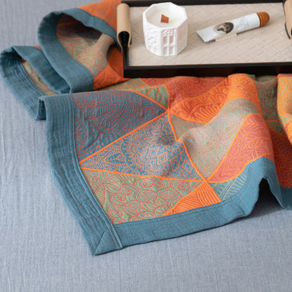 Couette réversible en coton à motif triangulaire
