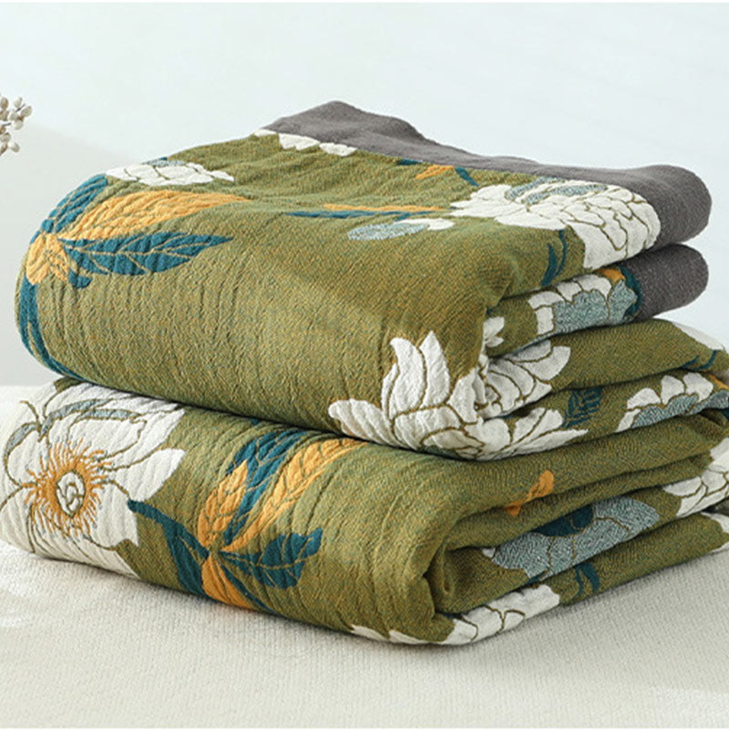 Couverture réversible Ownkoti à motif floral, housse de canapé en coton