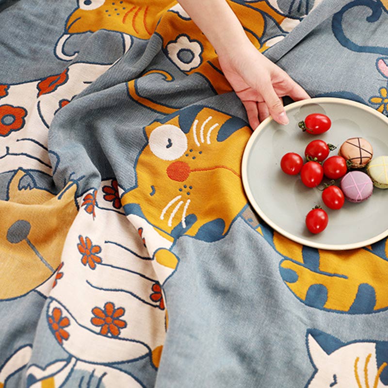Couette réversible en coton Ownkoti avec un joli motif de dessin animé animalier