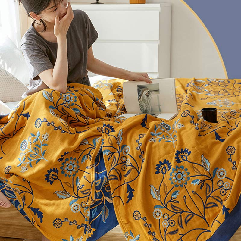 Couverture matelassée réversible en gaze de coton ornée d'œillets - image 3