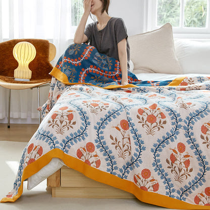 Couette réversible en gaze de coton avec jacinthes des bois