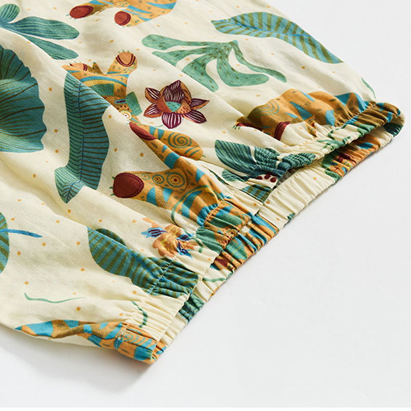 Ensemble de vêtements de détente à motif de plantes tigrées mignonnes