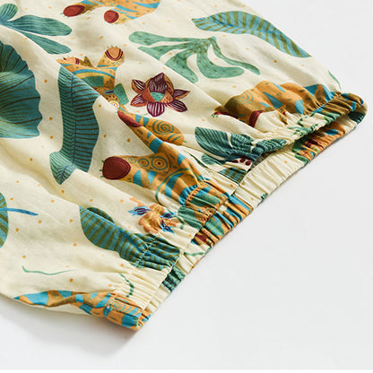 Ensemble de vêtements de détente à motif de plantes tigrées mignonnes