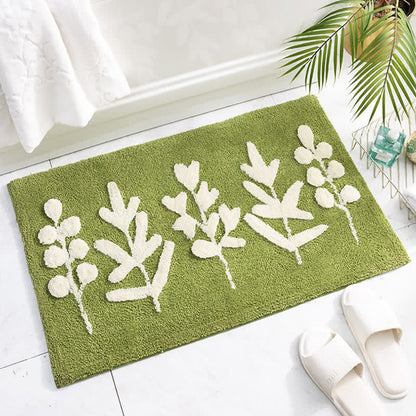 Ownkoti Tapis de sol doux et antidérapant avec motif de feuilles vertes - image 7