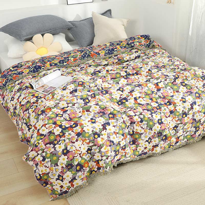 Ownkoti – Couette en coton douce et réversible avec motif floral rustique