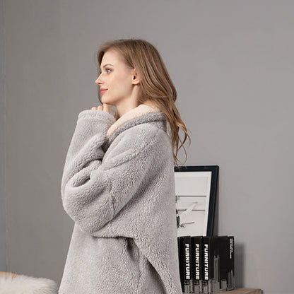 Ownkoti Ensemble de vêtements d'intérieur simple et chaud à col en V pour l'hiver
