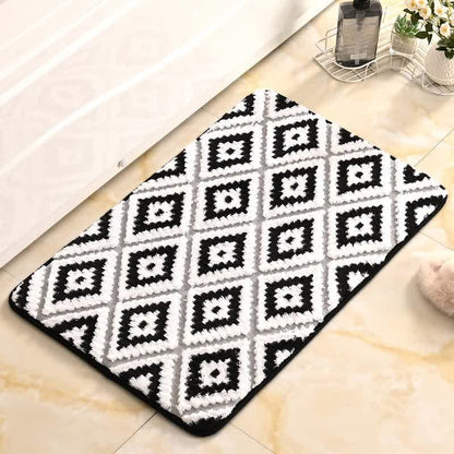 Tapis de bain doux et antidérapant avec grille en losanges