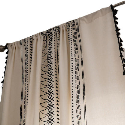 Rideaux semi-occultants Ownkoti en coton de style bohème avec un motif géométrique