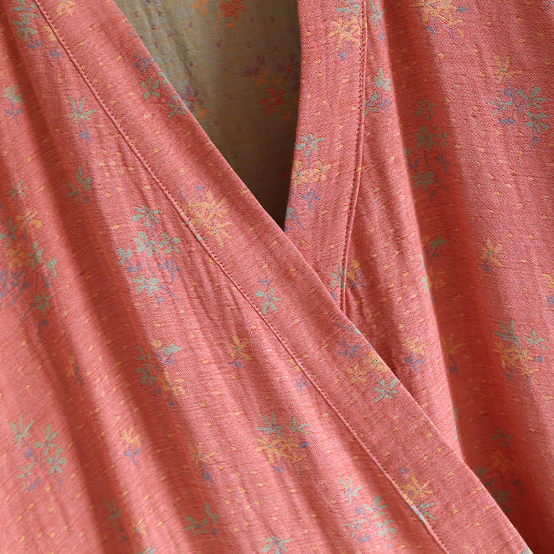 Pyjama peignoir en coton confortable et ample à motif floral
