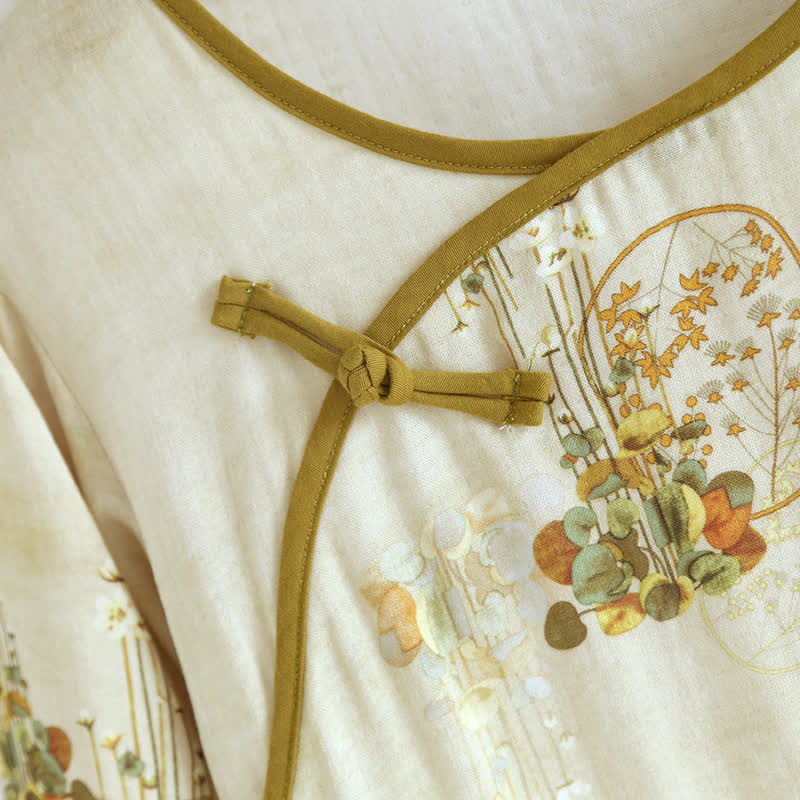 Ensemble pyjama rétro fleuri en fibre de bambou