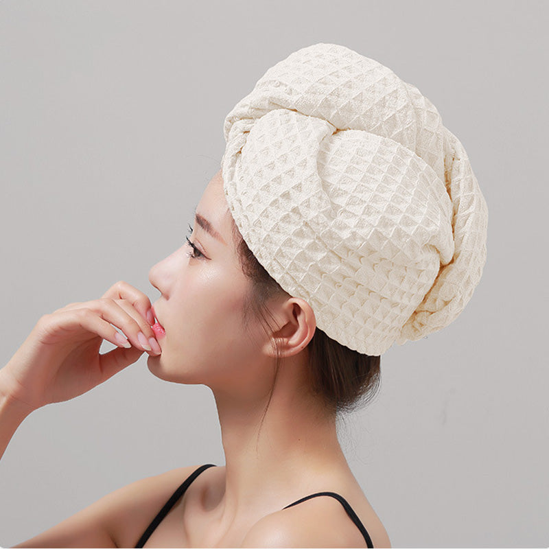 Serviette sèche-cheveux avec motif gaufré et boutons