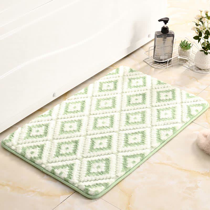 Tapis de bain doux et antidérapant avec grille en losanges