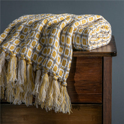 Couverture de canapé tricotée Ownkoti avec pompons