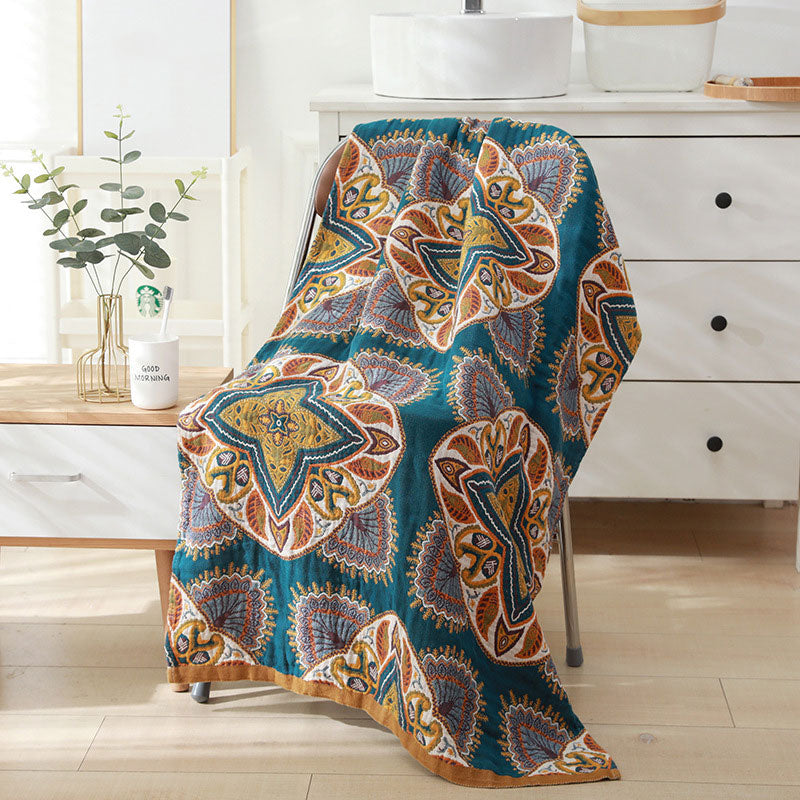 Serviette de plage florale Ownkoti, douce, double face