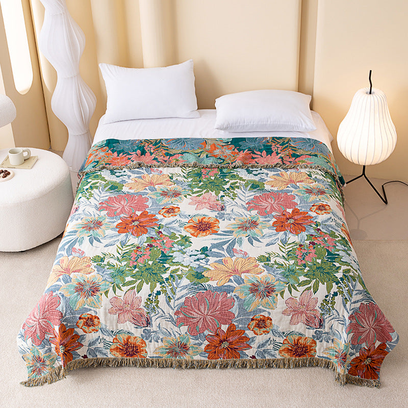 Couette réversible en gaze à motif floral tropical vintage Ownkoti - Roi - image 0