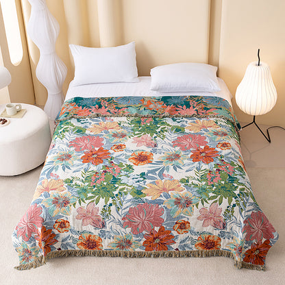 Couette réversible en gaze à motif floral tropical vintage Ownkoti - Roi - image 0