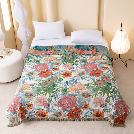 Couette réversible en gaze à motif floral tropical vintage Ownkoti - Roi - image 0