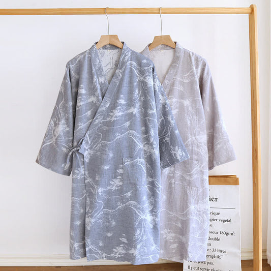 Pyjama peignoir confortable avec peinture à l'encre jacquard
