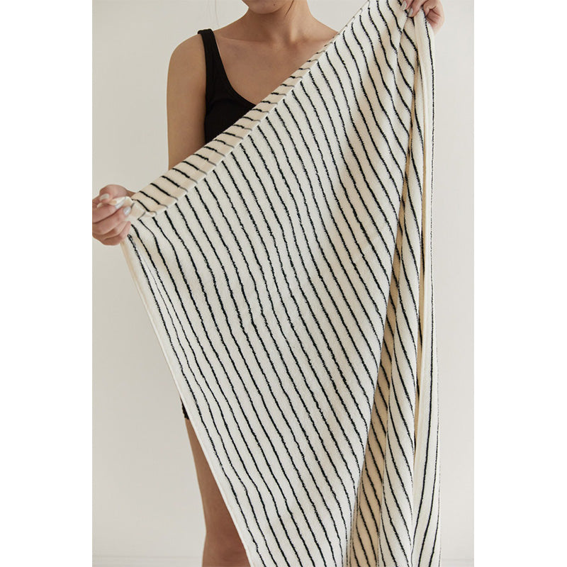 Serviette en coton respirant à rayures blanches et noires