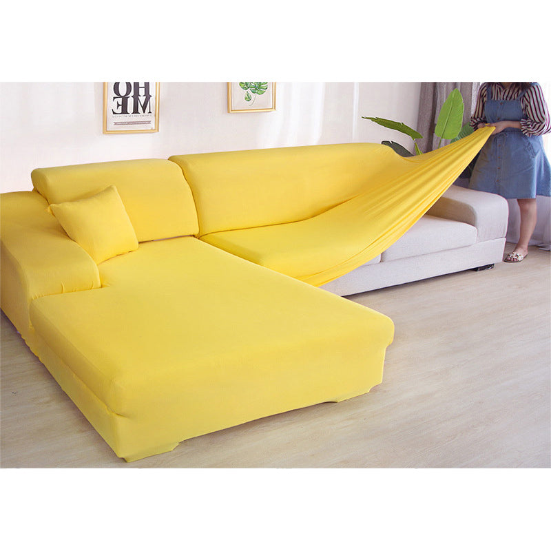 Housse de canapé de couleur unie, élastique et extensible
