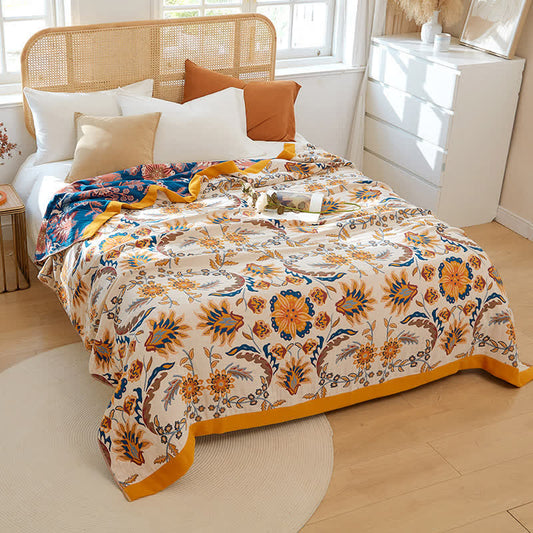 Couette réversible en coton avec grappes de fleurs